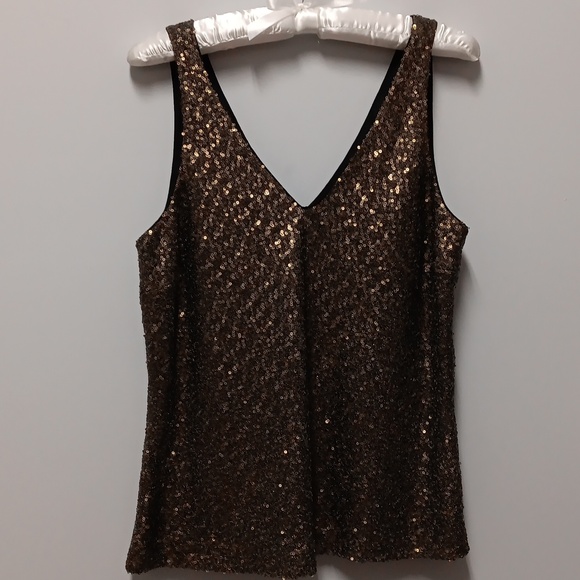 Ralph Lauren bronze-gold sequin tank top, size 8 - Picture 1 of 6
